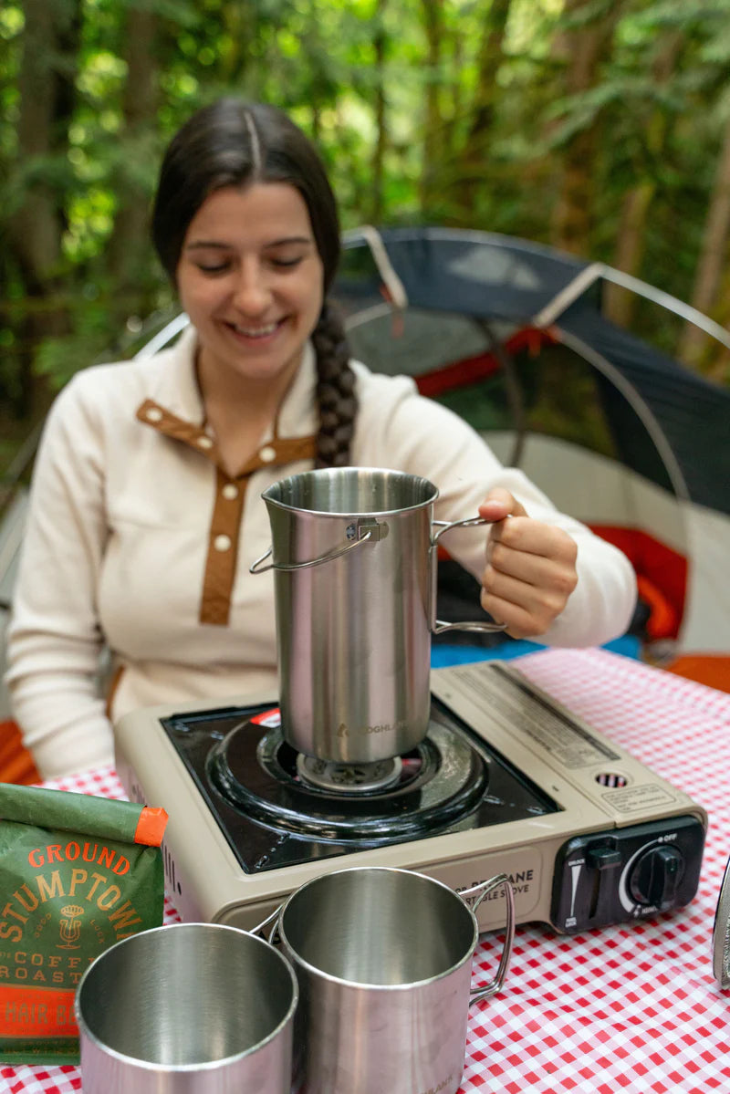 4 cup stainless steel French press with fine mesh plunger for smooth coffee
