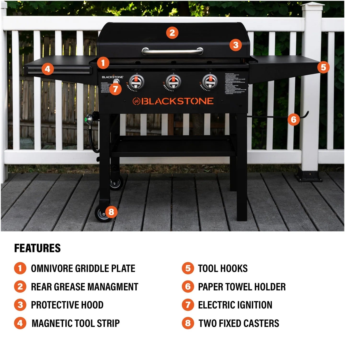 Blackstone 28 inch XL griddle cart with dual side shelves and magnetic toolbar