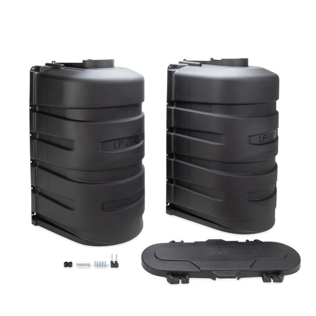 Image showing the dimensions of the Camco RV propane tank cover: 29 1/2 inches wide, 15 1/2 inches deep, and 26 1/4 inches high.