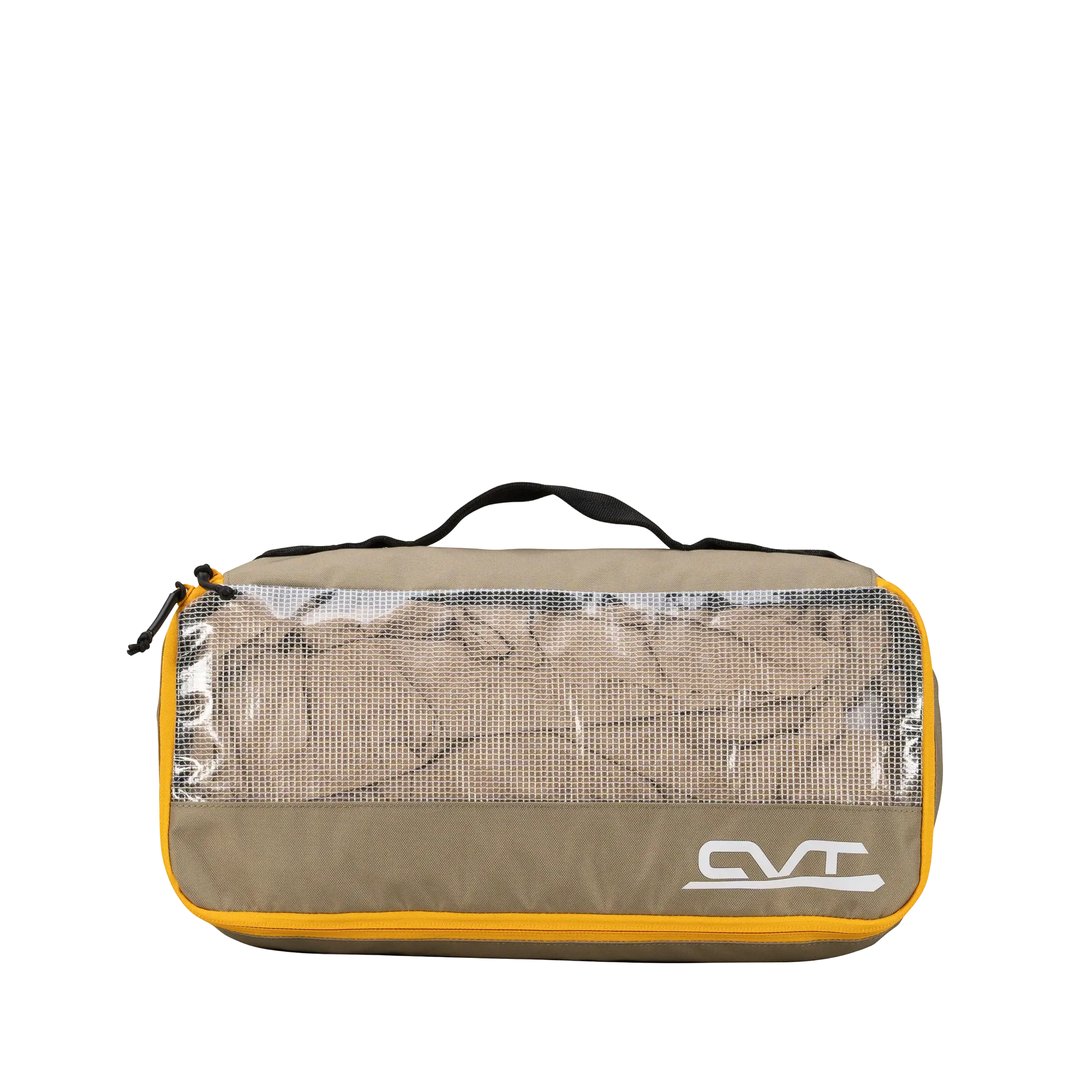 Water droplets beading on the surface of a CVT Camping Cube, highlighting its water-resistant 600D Poly and PU-coated mesh construction.