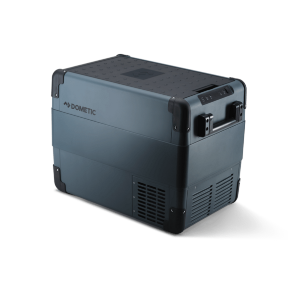 Open Dometic CFX2 45L cooler showing spacious 60-can capacity and removable wire basket
