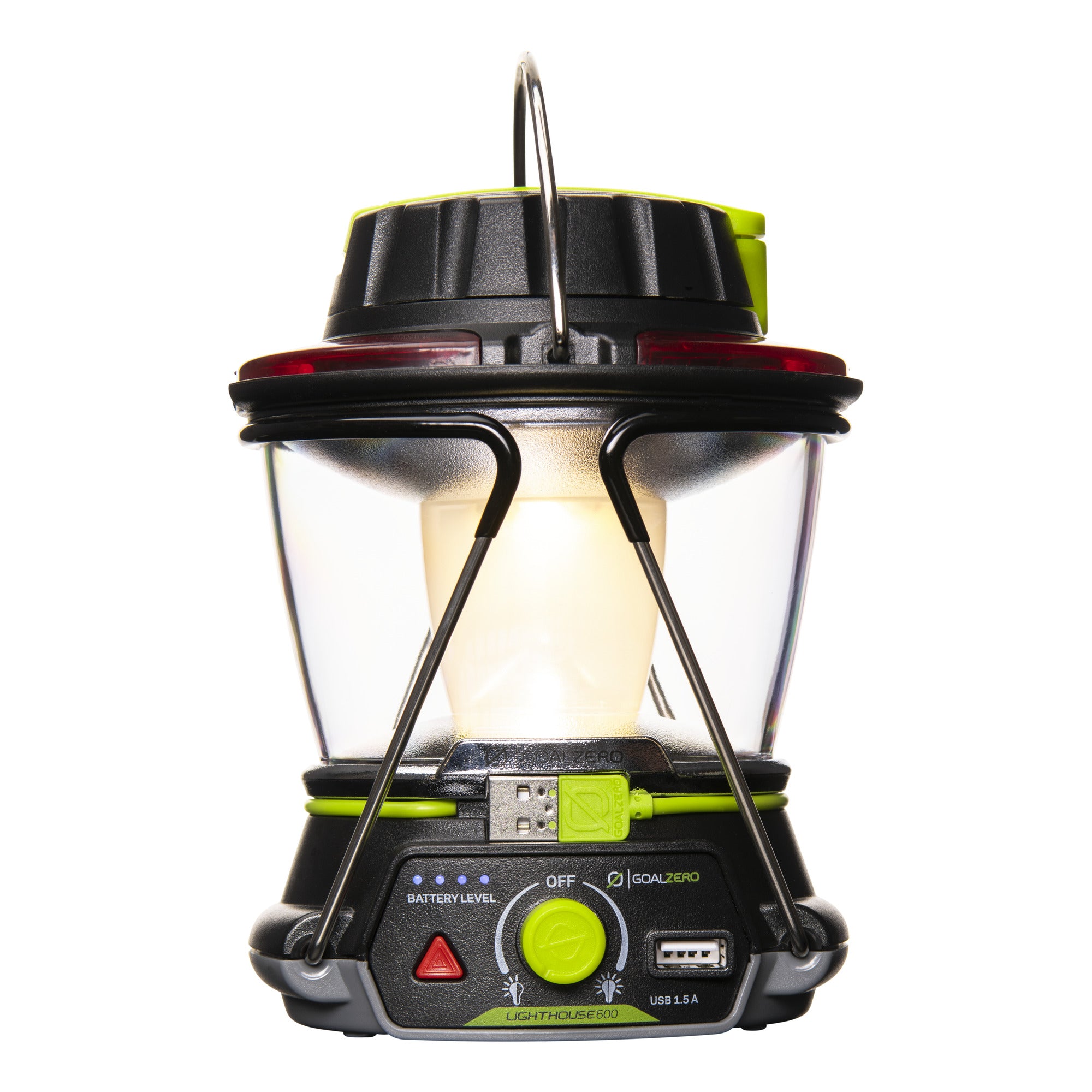 Collapsible outdoor lantern with 5200 mAh internal battery and USB charging
