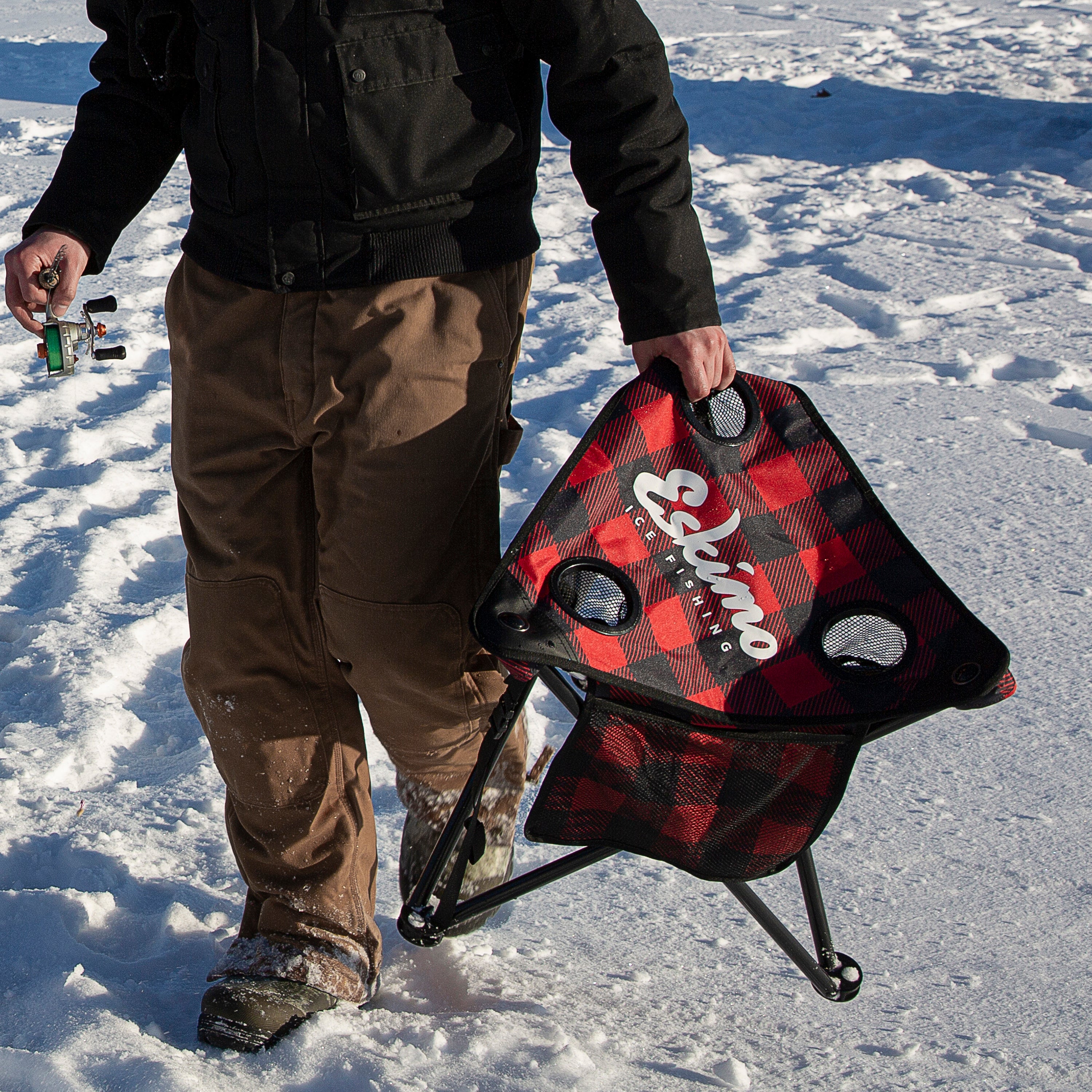 Sturdy steel pole ice fishing stool for outdoor use