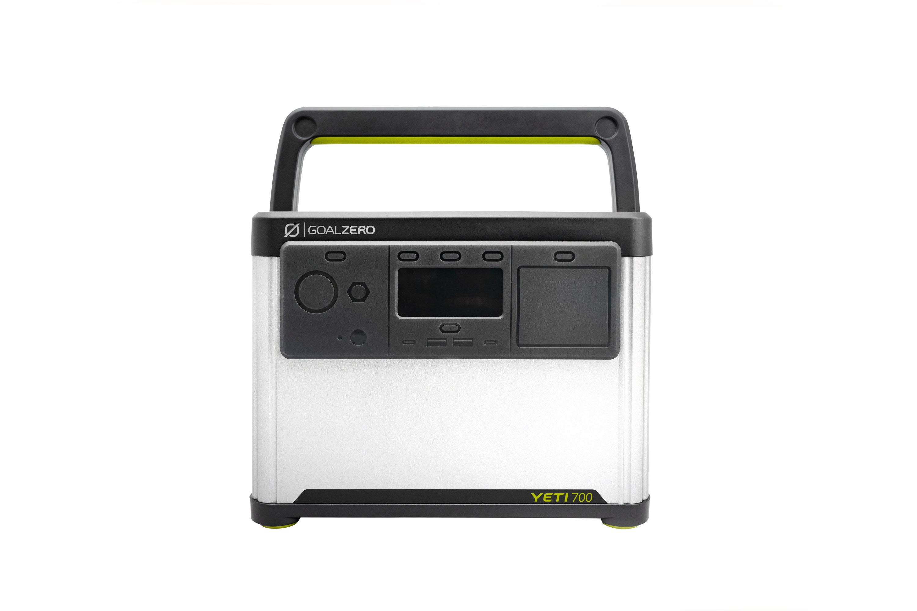 Portable power station with 677 Wh LiFePO4 battery and multiple outlets for charging devices and appliances