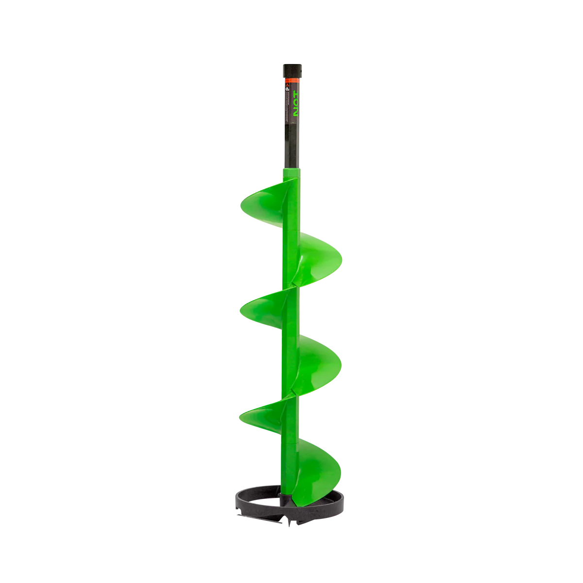 Close-up of a high-strength composite auger bit, weighing less than 5 pounds and featuring a turbo high-speed cutting system.