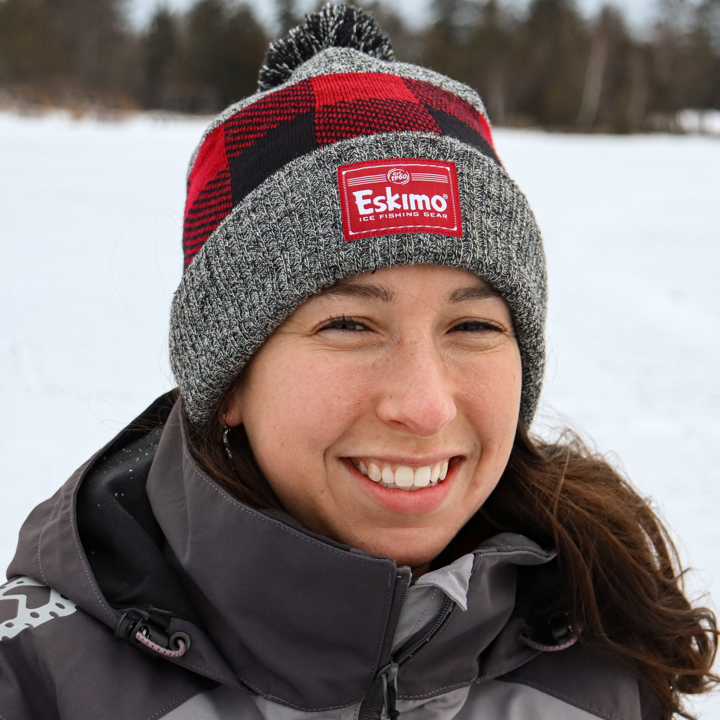 Folded cuff knit toque with soft sherpa fleece for cold weather