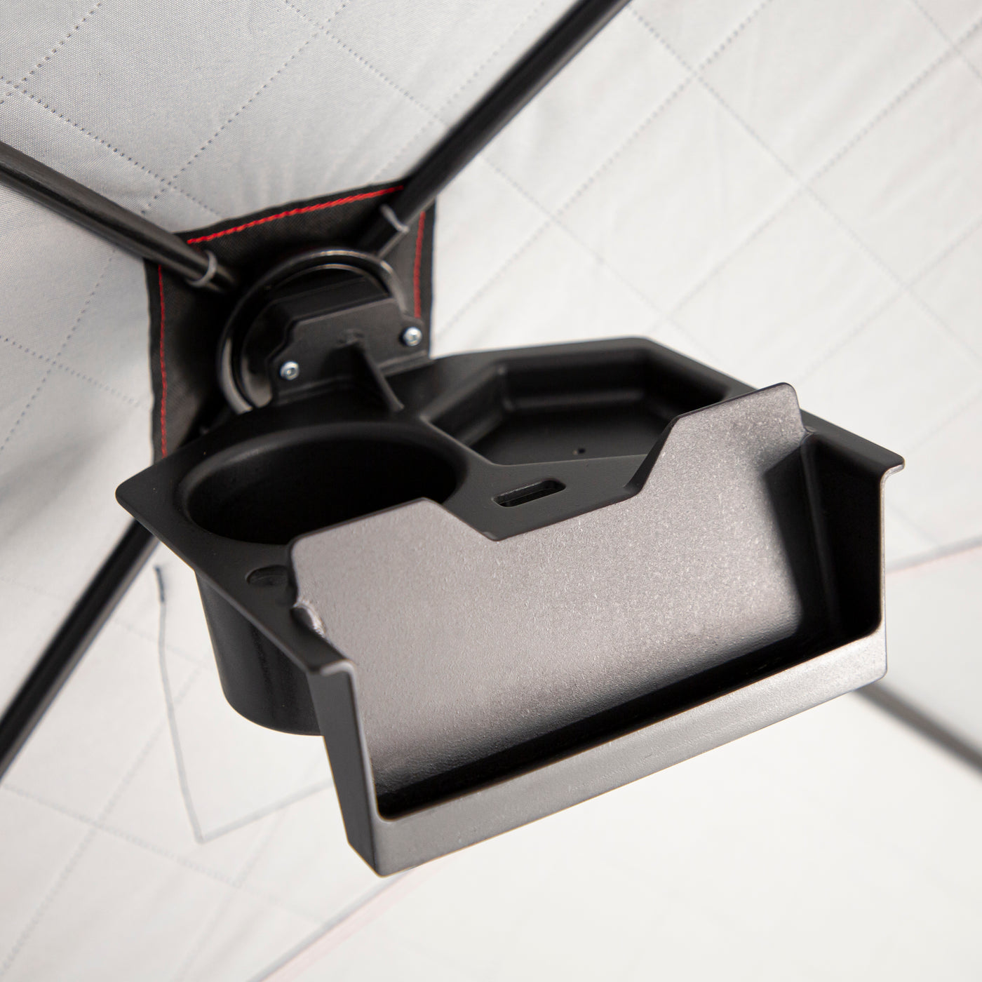 E-Hub catch-all table attached to Eskimo pop-up shelter