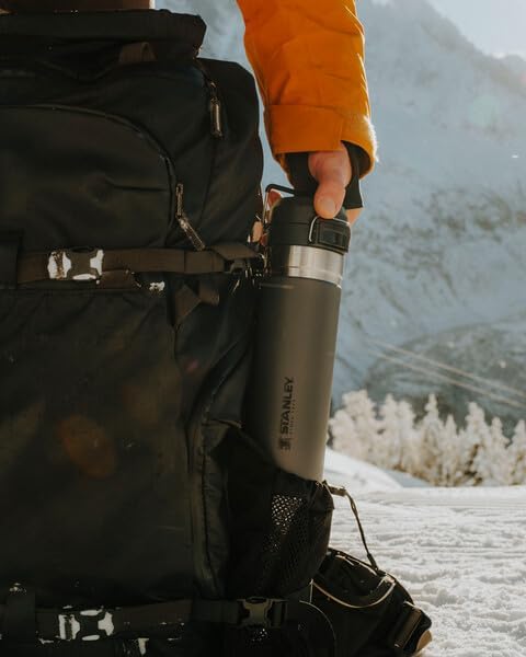 The Quick Flip GO Bottle safely packed inside a work bag, showing its leakproof design that prevents spills, even when stored horizontally. Perfect for commuting or daily use