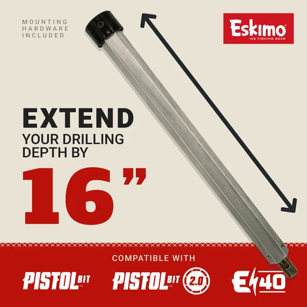Eskimo Hex Extension attached to an ice auger