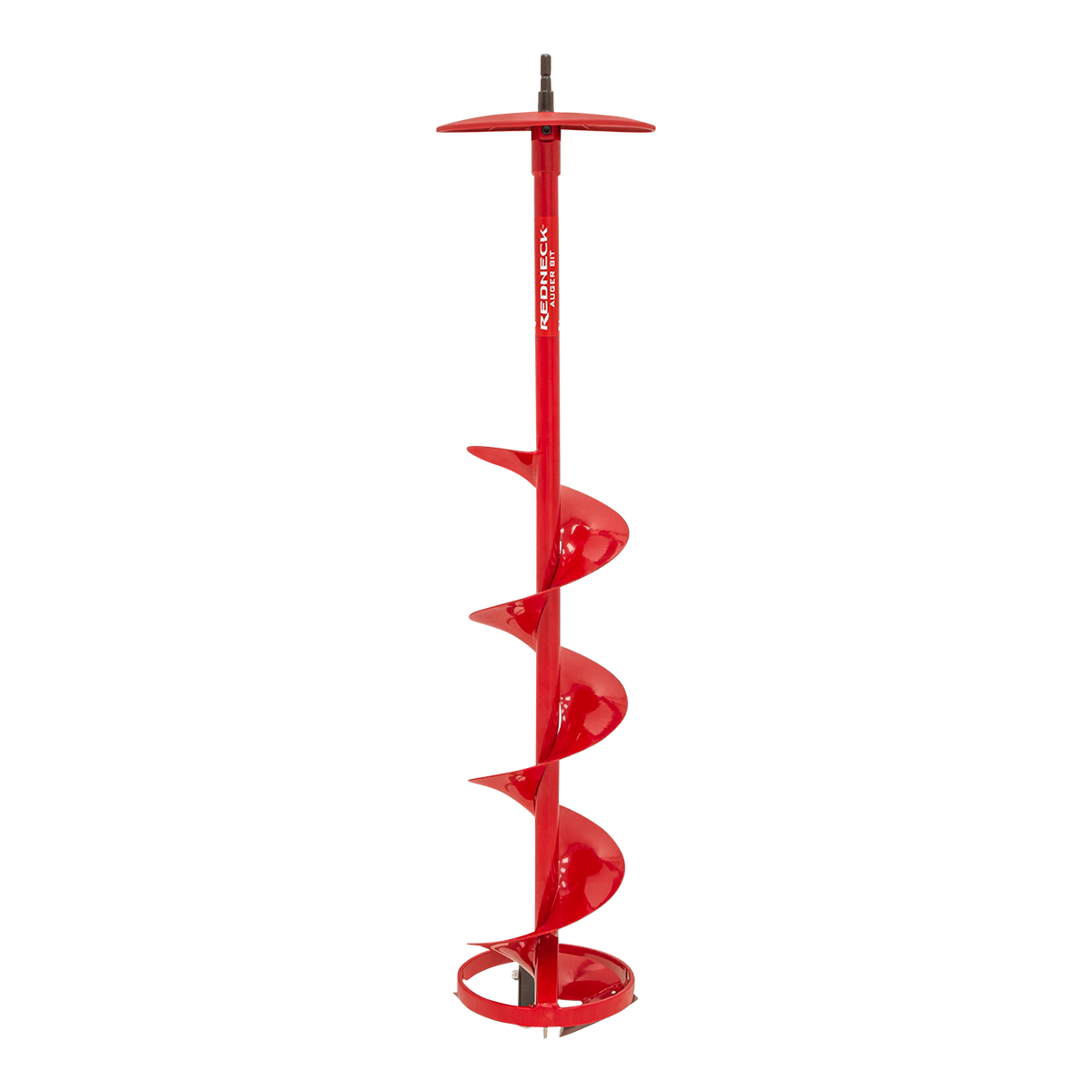 Redneck Bit Ice Auger with Turbo Cutting System – durable steel auger featuring dual-flat blades and centering ice point for smooth, efficient drilling through ice.