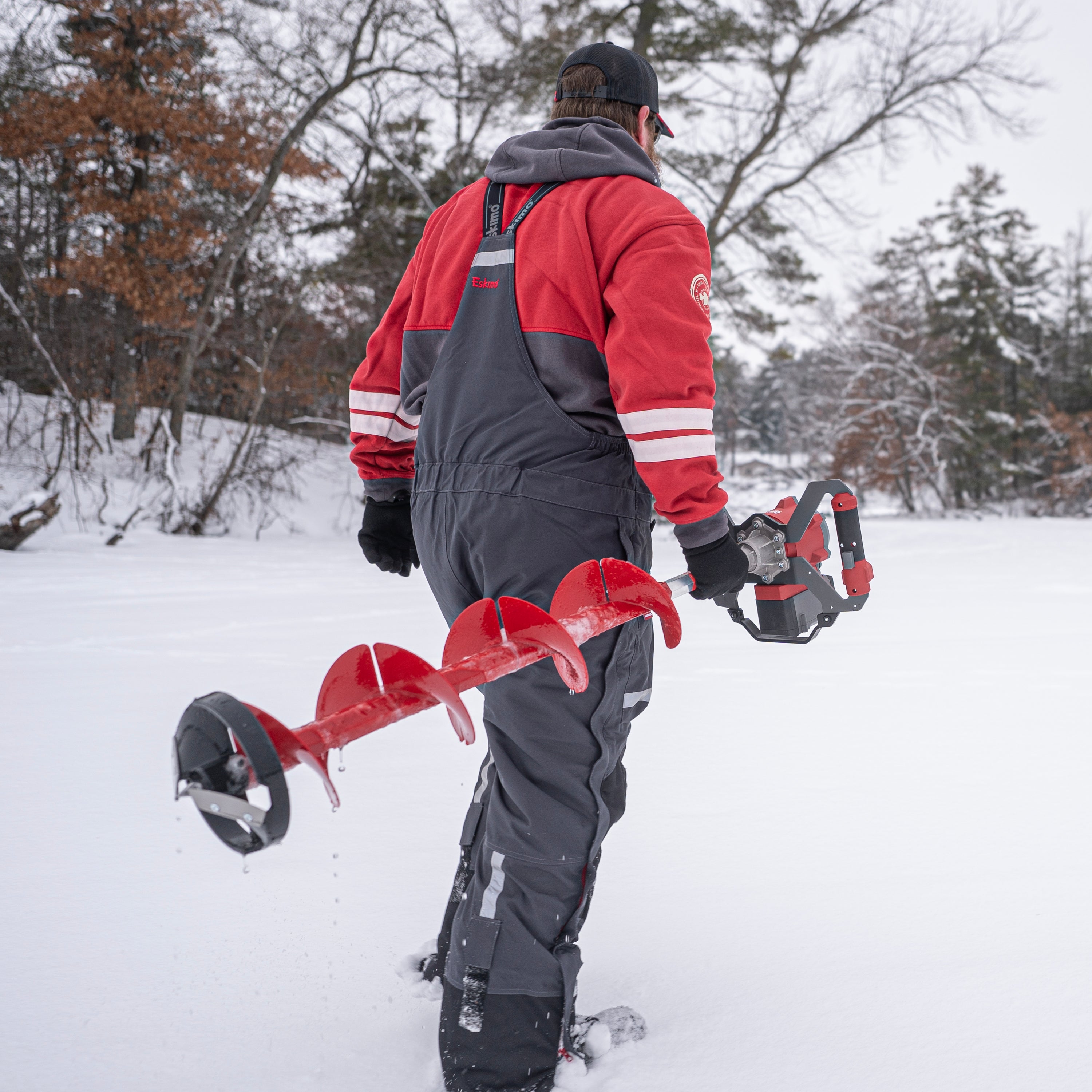 4 Amp-Hour lithium battery and 2-amp charger included with Eskimo E40 8-inch composite ice auger