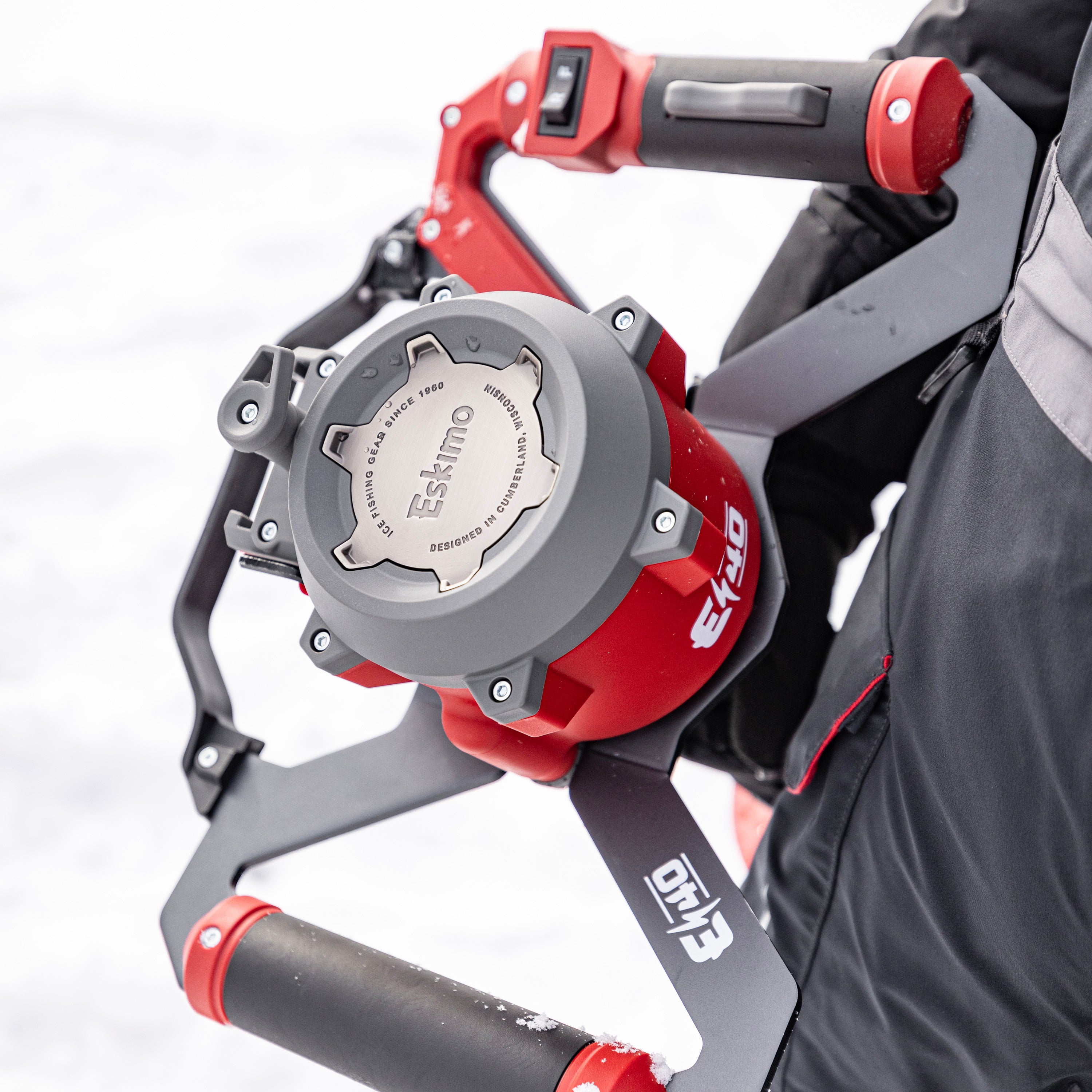 Eskimo E40 8-inch composite ice auger weighing only 13.5 lb for easy carrying and transport