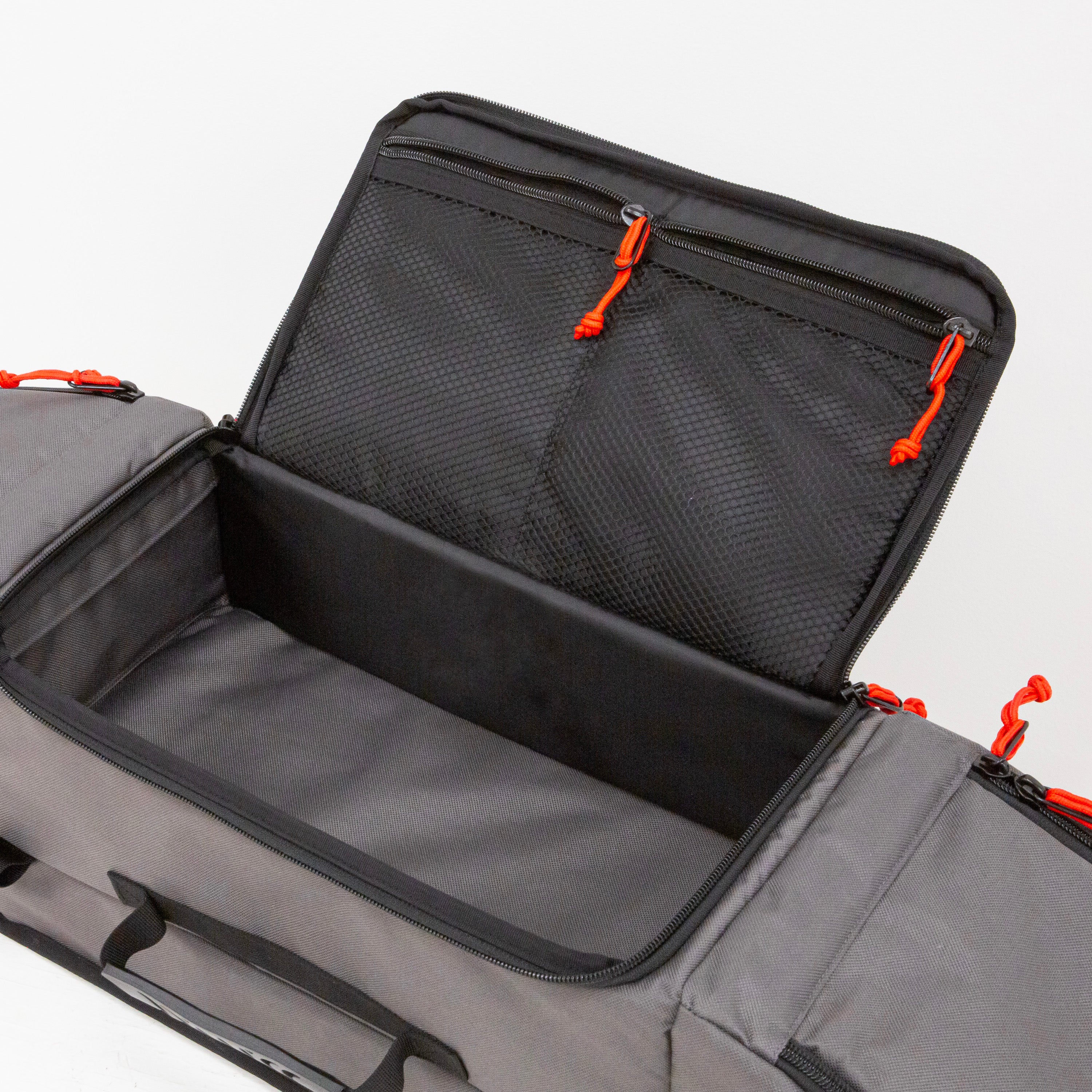 "Eskimo 32-inch rod locker holding four ice fishing rods with reels safely secured inside tubes