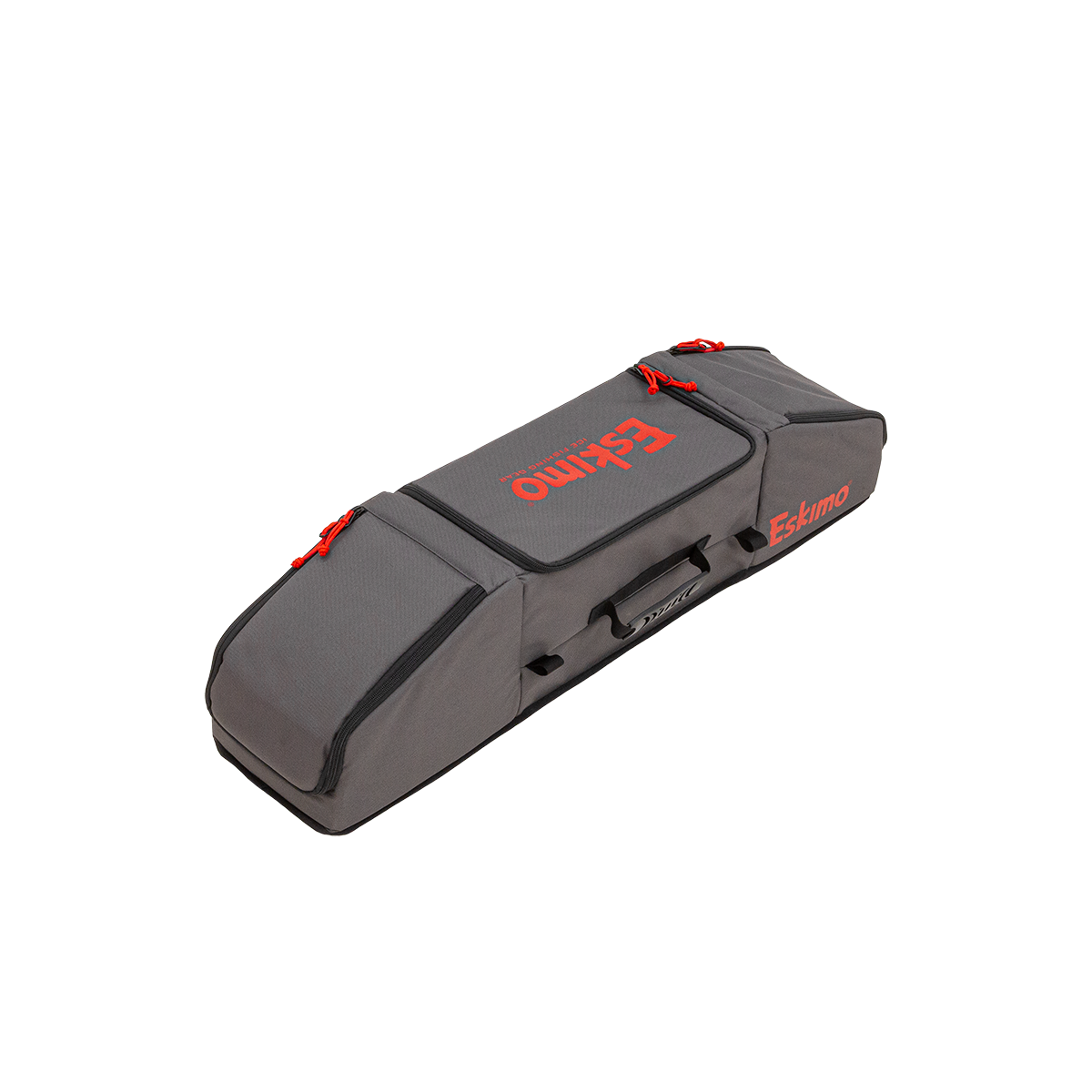 Eskimo 32-inch rod locker showing hard-sided rod tubes and 600D abrasion-resistant fabri