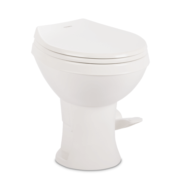 Dometic Essential 400 tall gravity flush plastic RV toilet with soft-close seat