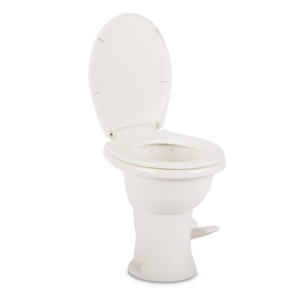 Dometic 410 gravity flush toilet with soft-close lid and sealed design