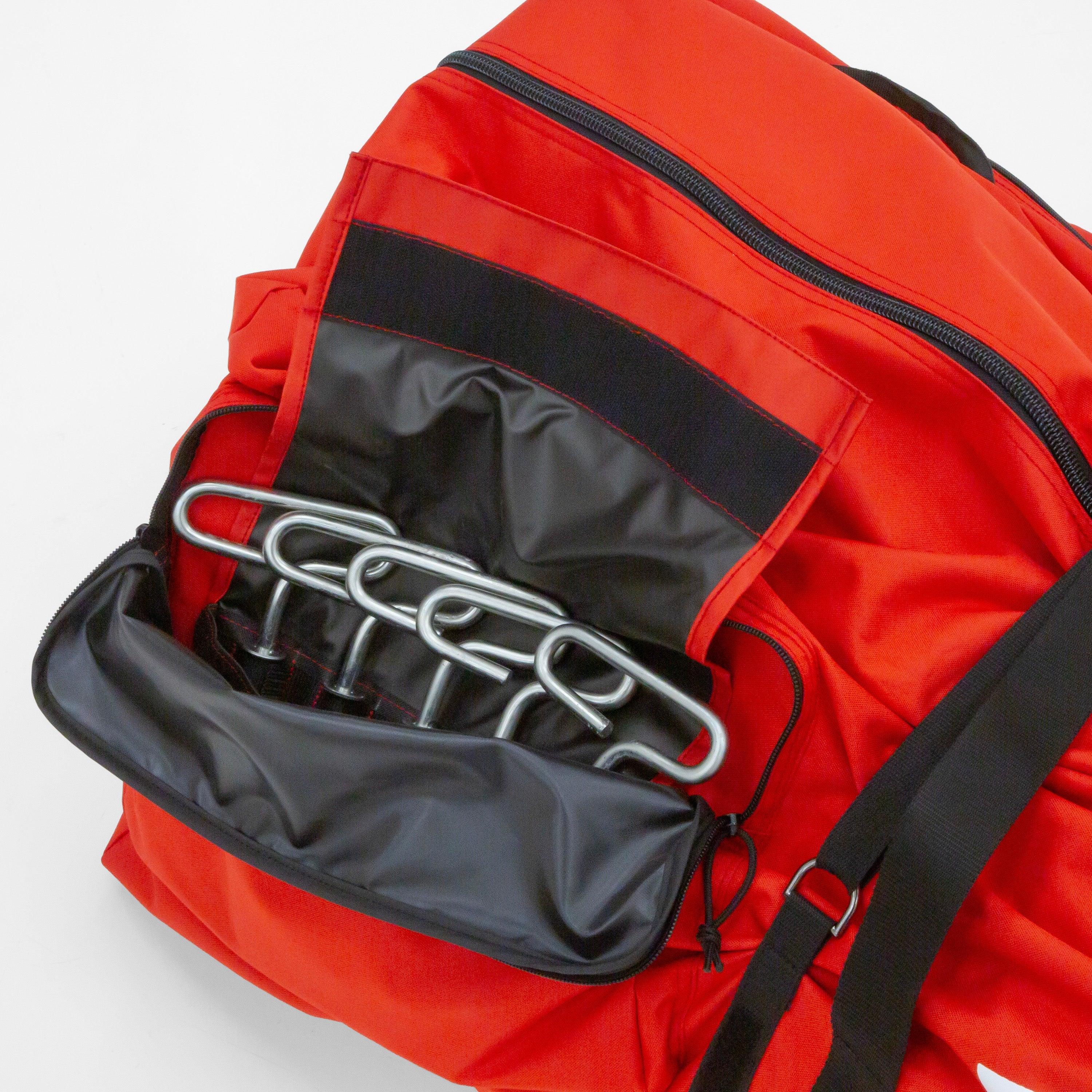 Durable zippered carry bag for Eskimo Outbreak 650XDP shelter with grab handles, cinch straps, and anchor storage