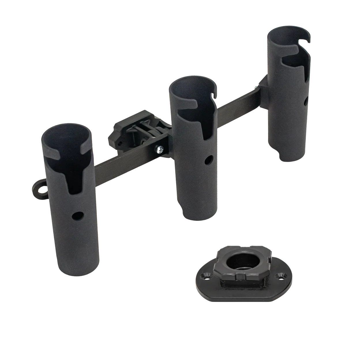 Eskimo E-Hub Triple Rod Holder with three fishing rod slots for ice fishing shelters