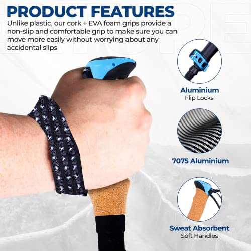 Lightweight aluminum hiking poles with cork grips for outdoor adventures