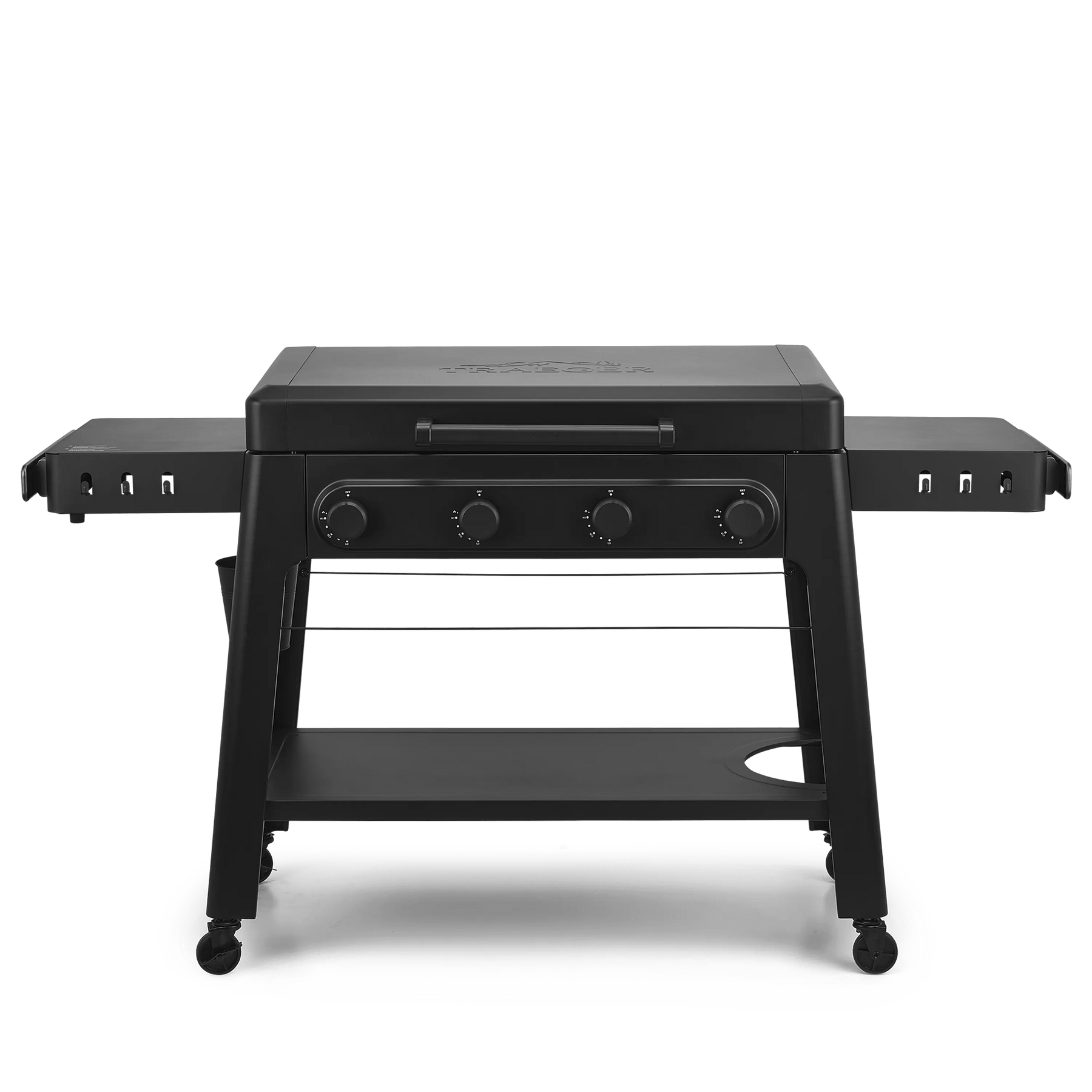 Close-up of the Traeger Irontop griddle cooktop with rust-resistant food-safe coating and spacious flat-top cooking area.