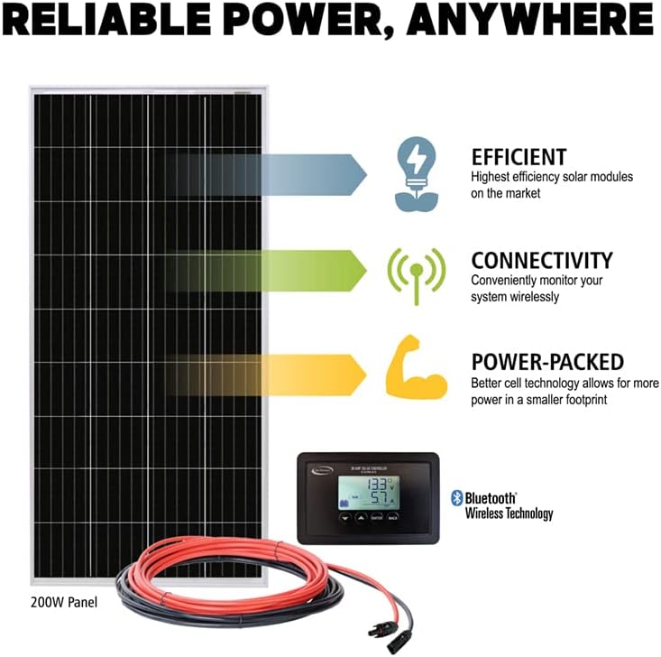 30-amp Bluetooth-enabled PWM solar controller with digital display and flush mount for battery management