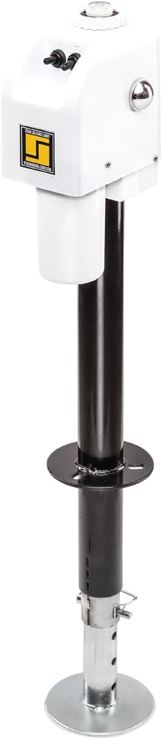 Heavy-duty 3500 lb capacity electric tongue jack with durable construction and smooth operation