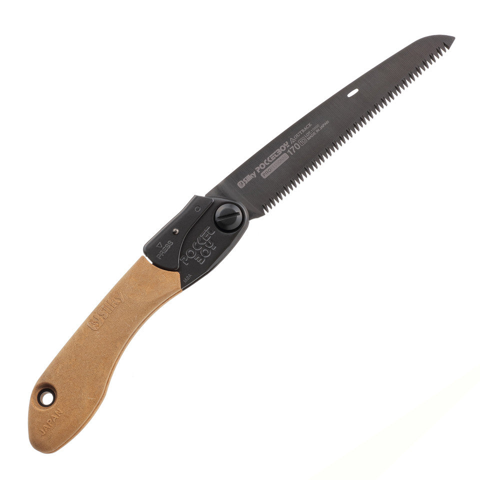 Silky Outback Edition folding hand saw with 170mm black-plated blade, optimized for bone and wood cutting