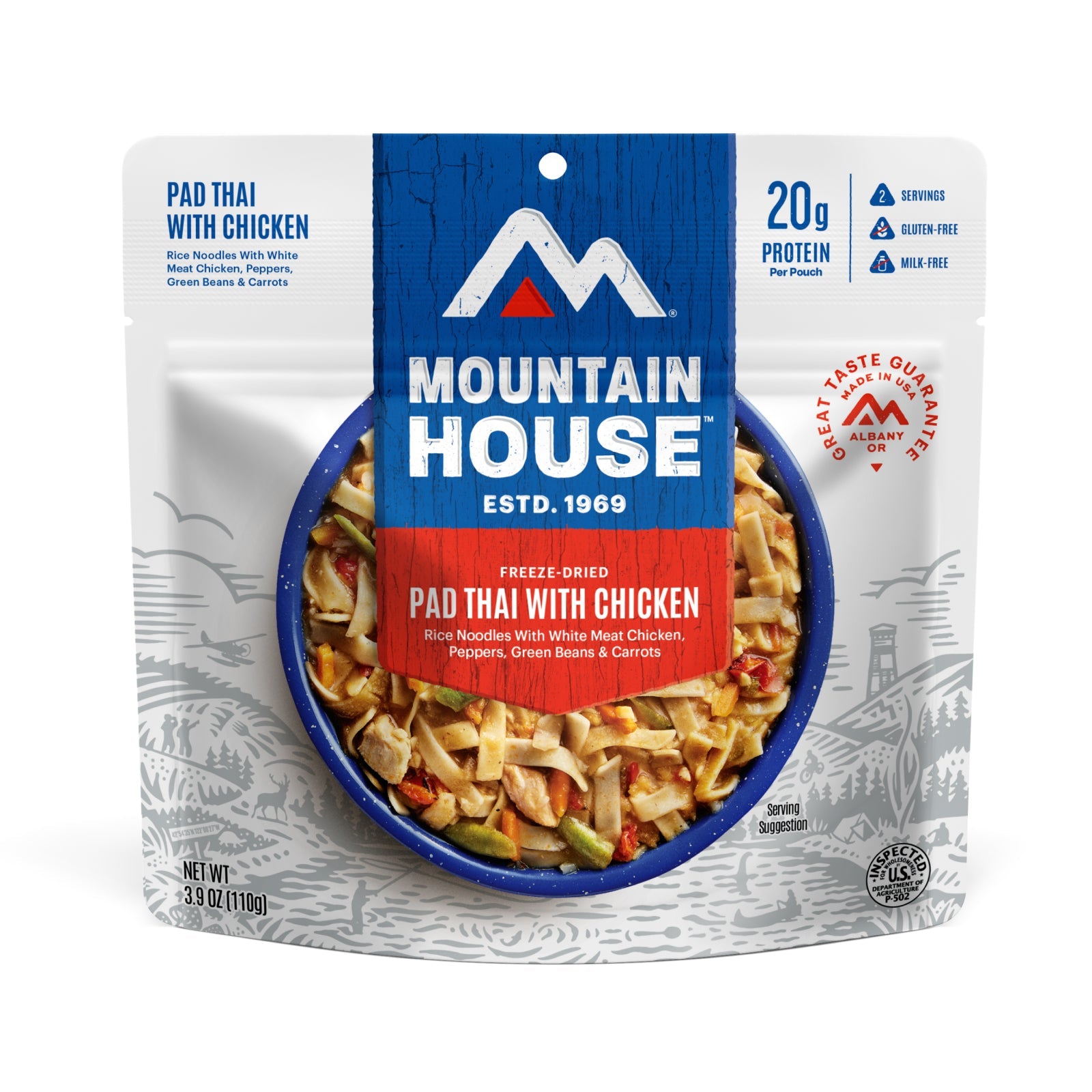 Front view of Mountain House Yellow Curry with Chicken & Rice freeze-dried meal pouch