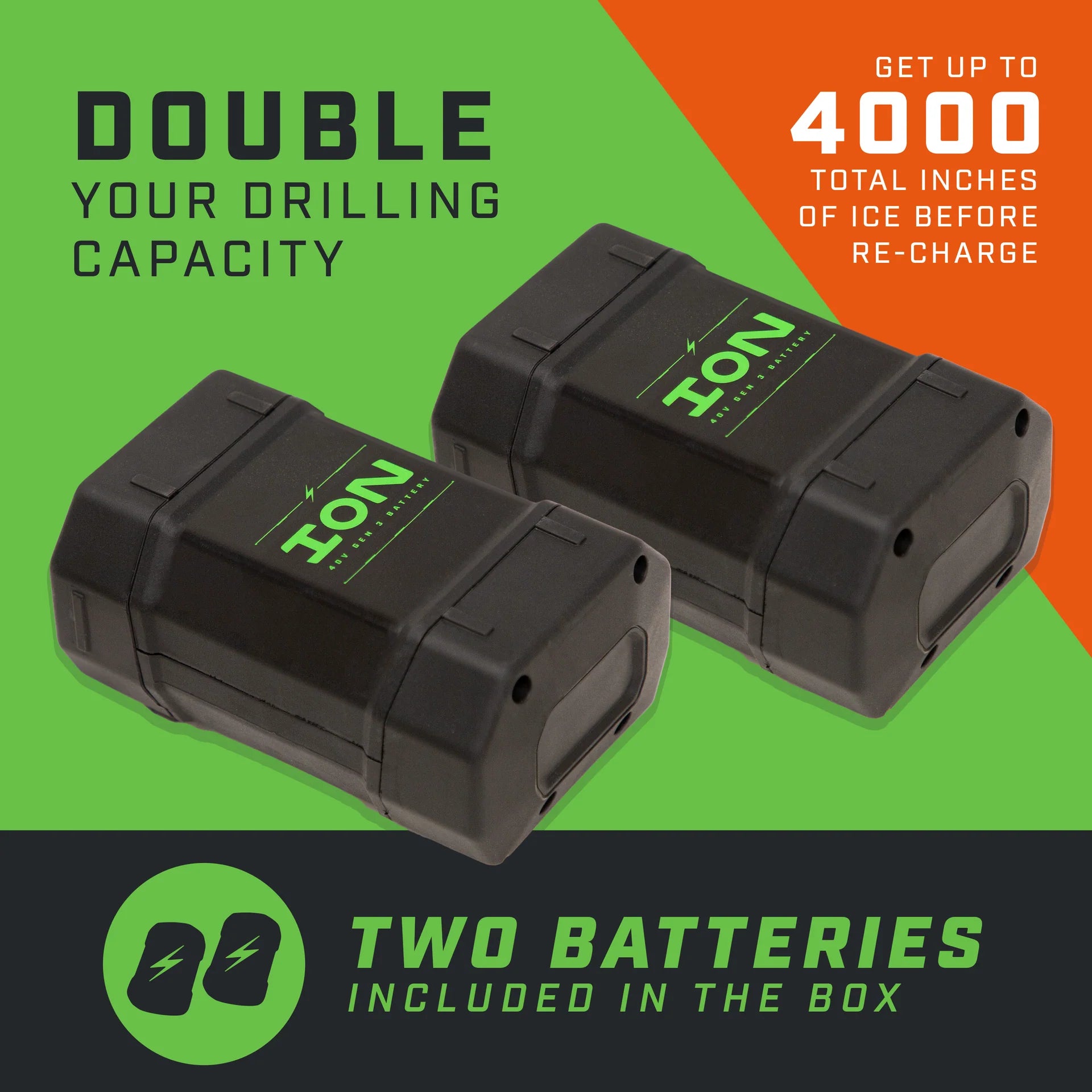 Ice Auger 8" ION® Alpha Plus Polymer (Two Batteries)