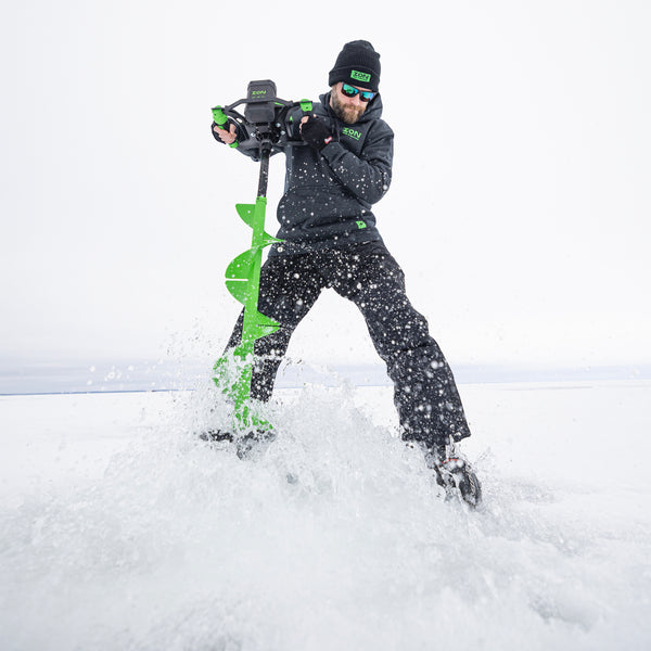 ION Alpha Pro lightweight composite ice auger with 40V battery