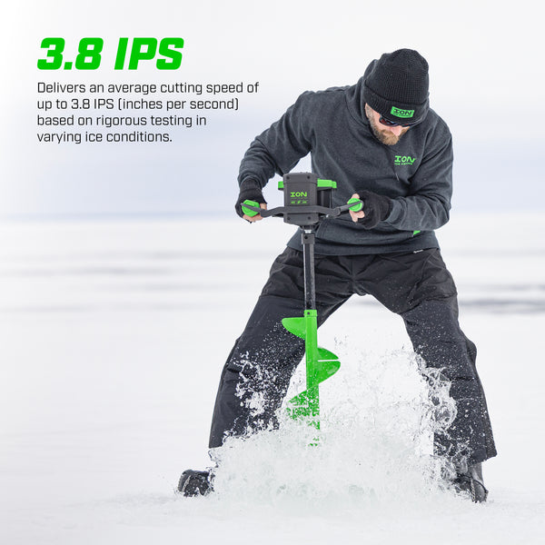 ION Alpha Pro 8-inch ice auger featuring Turbo cutting blades