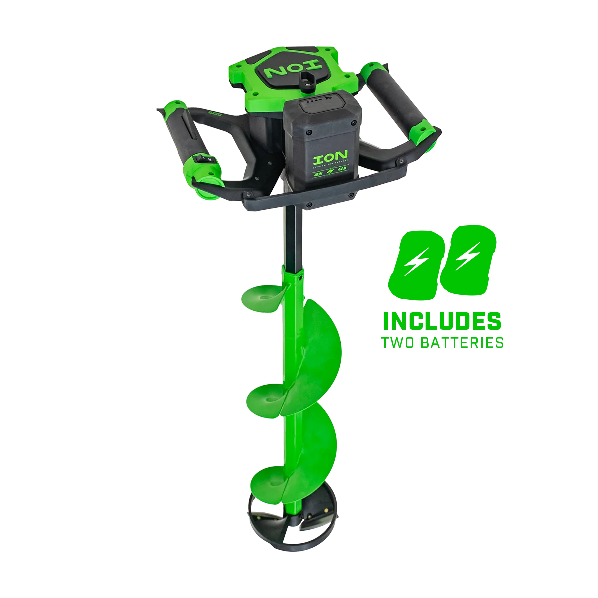 ION Alpha Pro 8-inch 40V electric ice auger kit with two batteries
