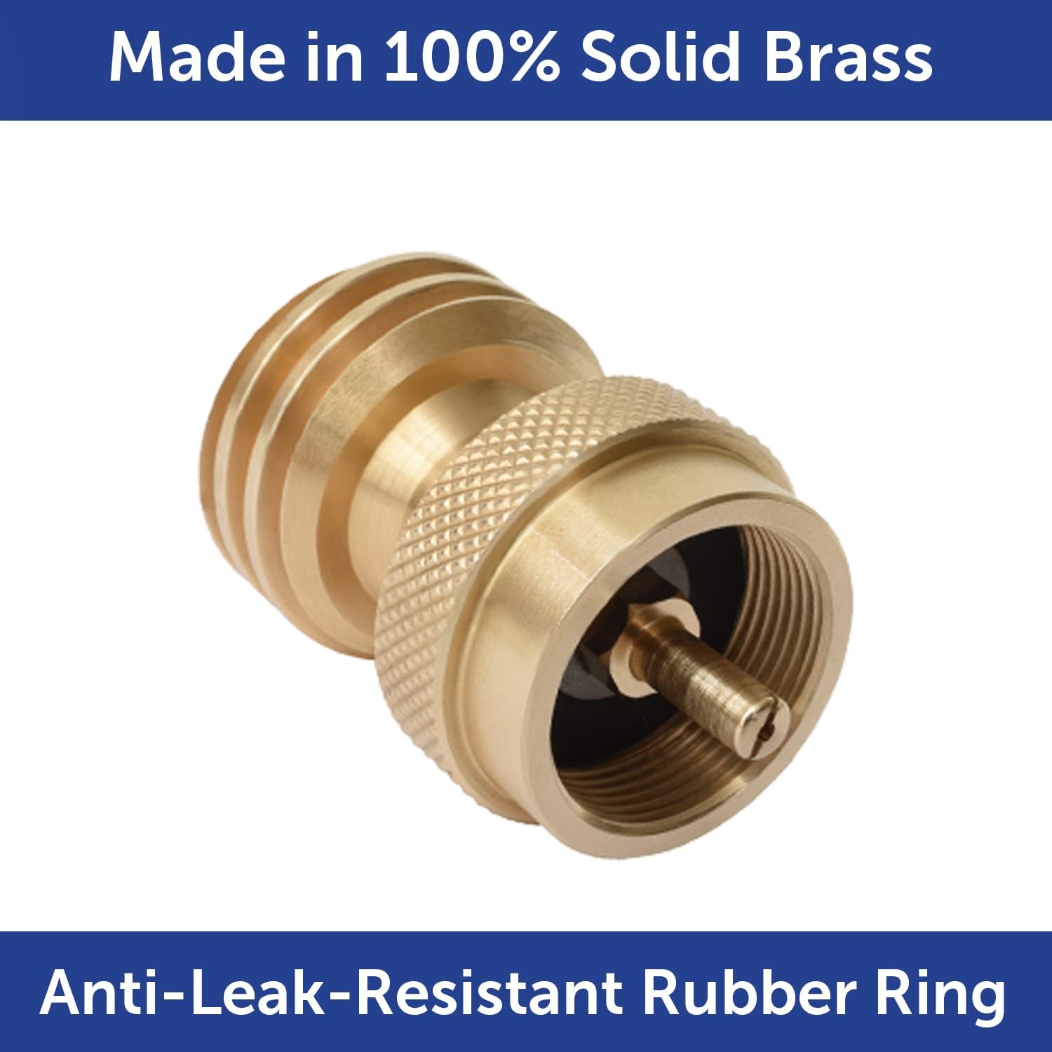 Brass fitting with anti-leak-resistant rubber ring on a white background