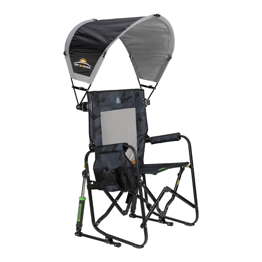 Adjustable outdoor chair sunshade with clamp system