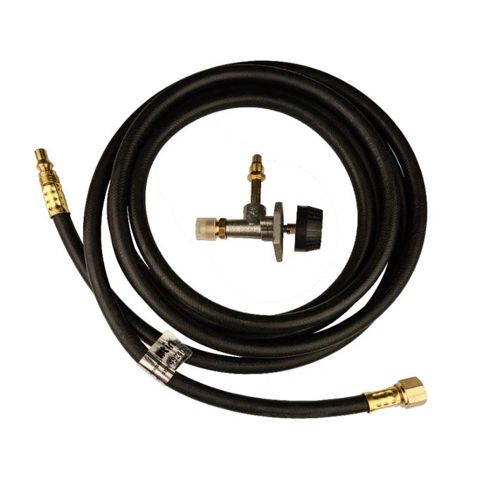 12-foot hose with flow regulator for Martin GR-14 BBQ connection to RV low pressure outlet
