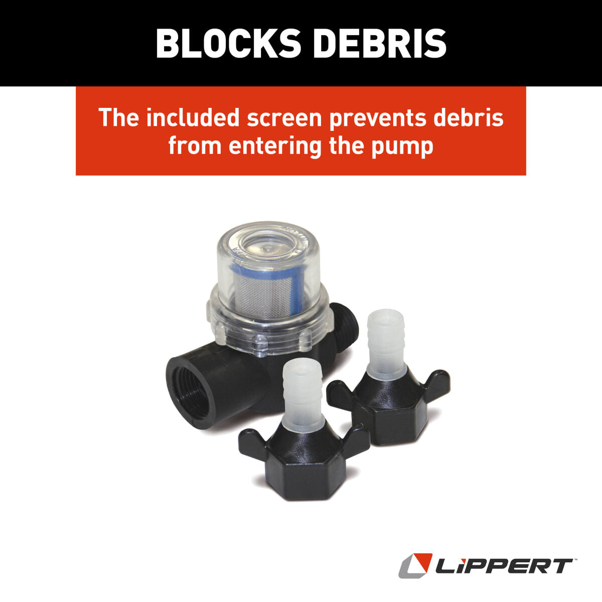 High-quality screen filter protecting the Flow Max pump from contaminants and debris.