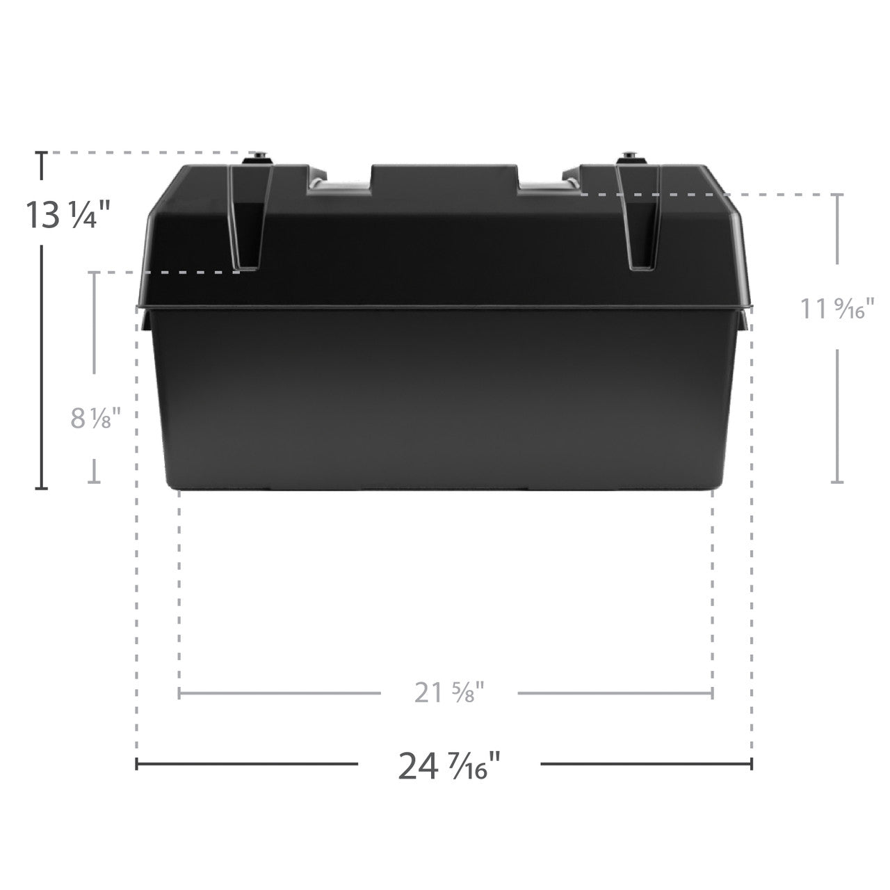 Camco Double Battery Box with space for two 6V Group GC2 or two 12V Group 24/24M batteries.