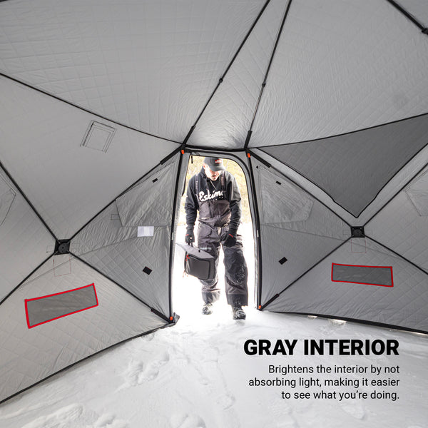 Eskimo FatFish 650i full-panel No-Trip Door for easy entry and exit at ice level
