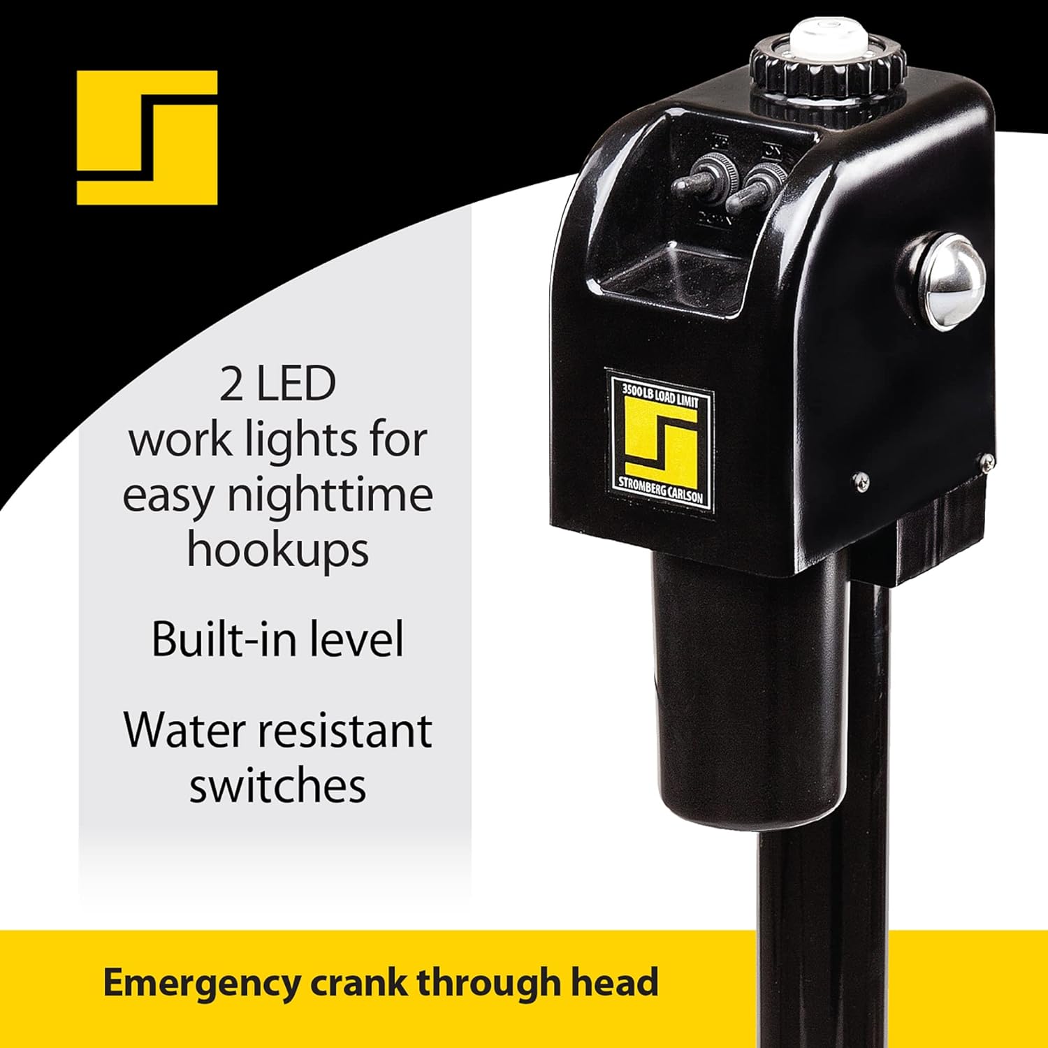 Close-up of the built-in level on the Stromberg Carlson 3500 Power Jack for precise leveling