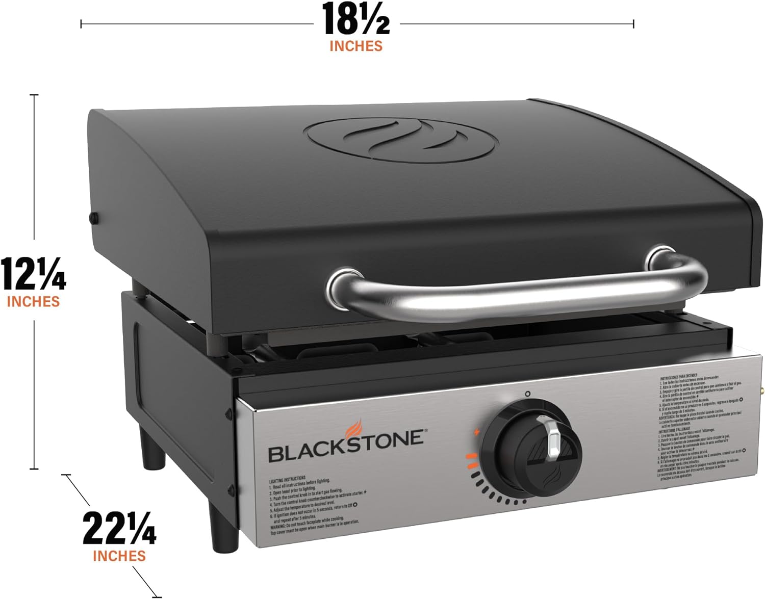 Blackstone 2143 Tabletop Griddle with Stainless Steel Front Plate and Hood - 17"