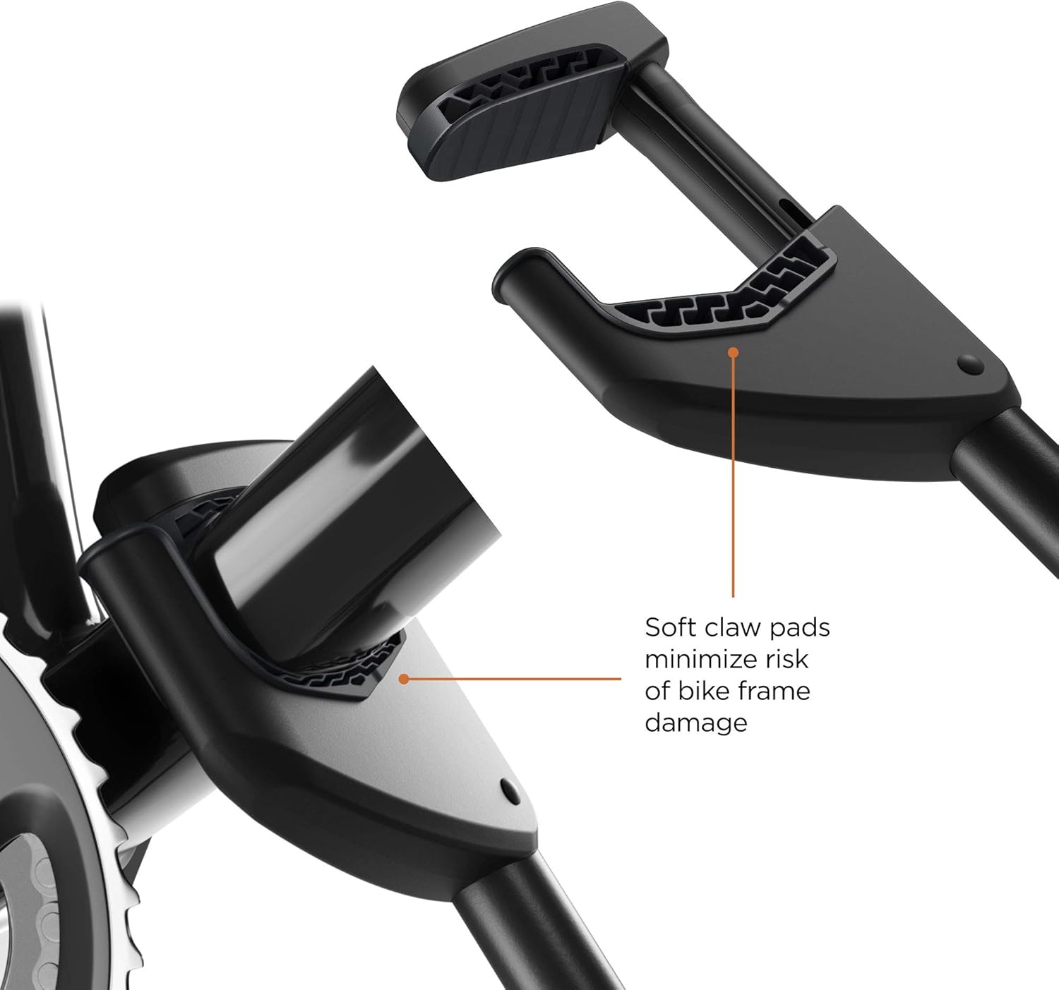 Bike automatically positioned in Thule frame holder and wheel tray