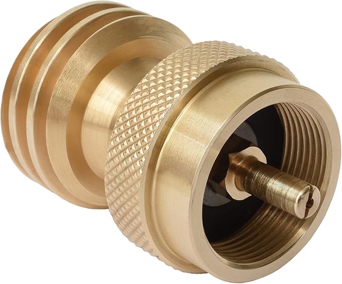Flame King Propane Tank Adapter, 20lb to 1lb Converter, Hook Up Small Propane Cylinders When 20lb Ran Out, Solid Brass