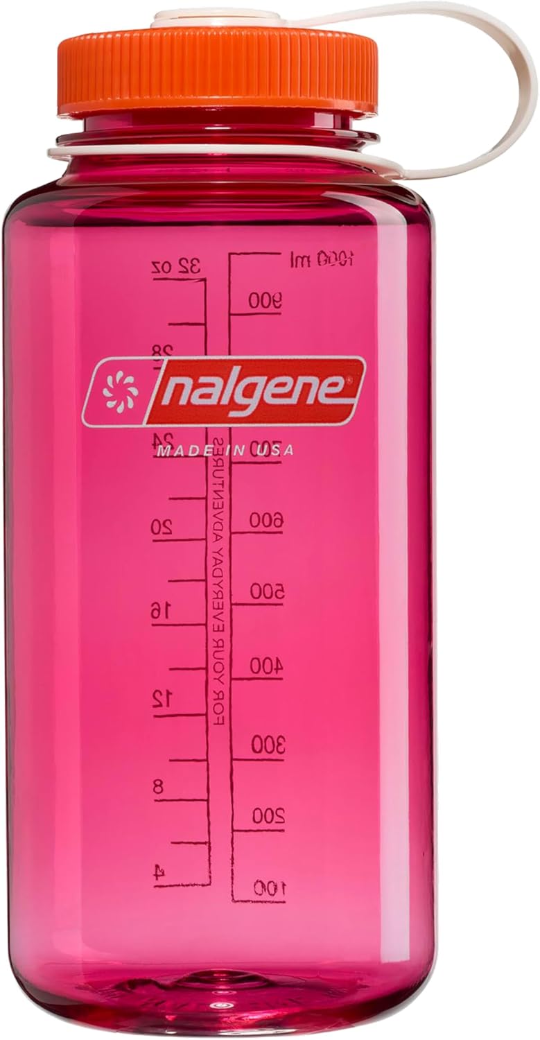 BPA-free Nalgene 32oz reusable water bottle with lightweight durable construction