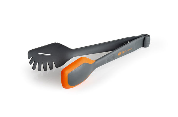 GSI Outdoors 3-in-1 Food Tongs with multi-use camping utensil design.