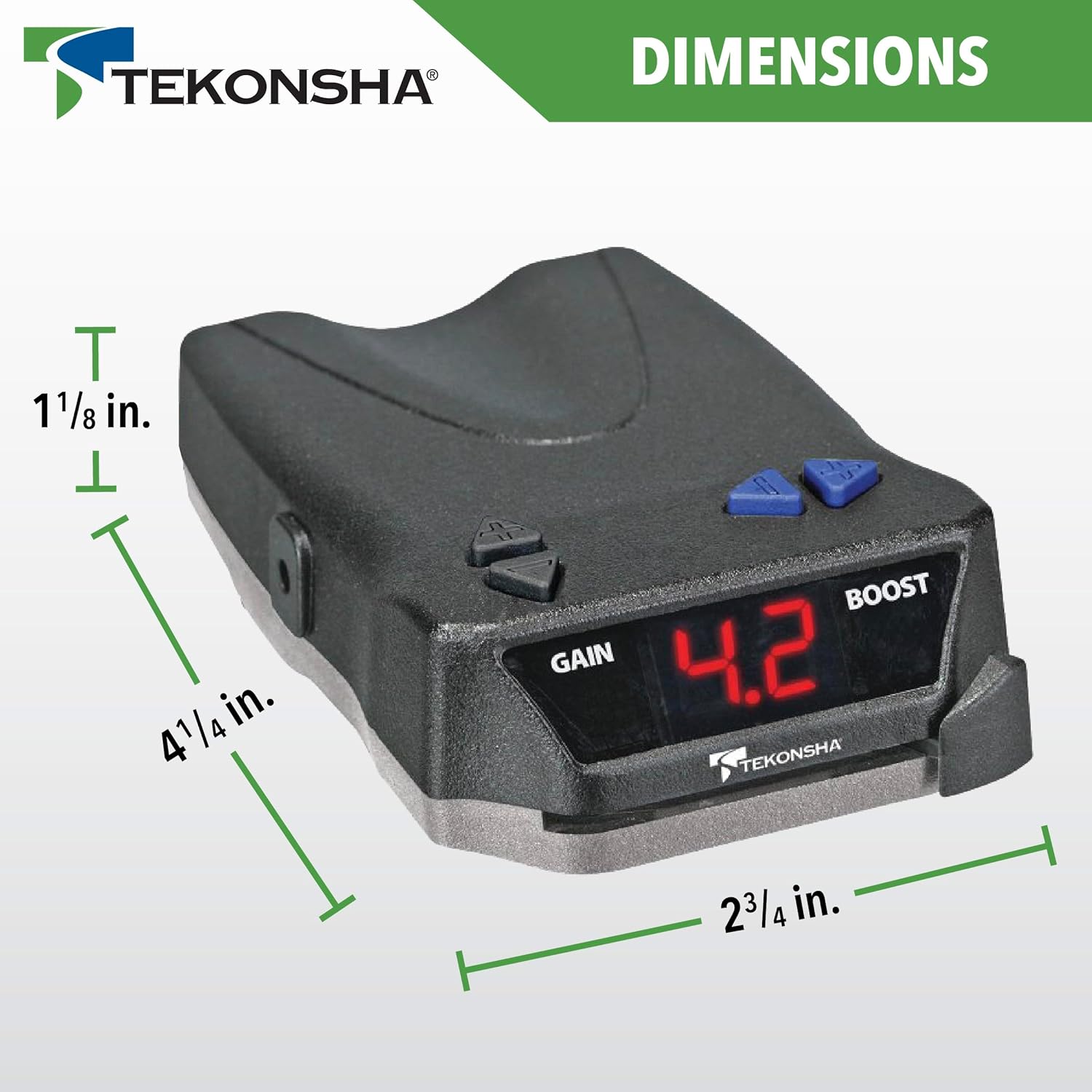 Tekonsha brake controller with adjustable power output and arrow buttons