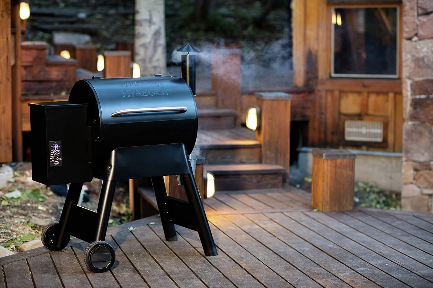 Low and slow smoke setting Traeger Pro 22 pellet grill BBQ cooking