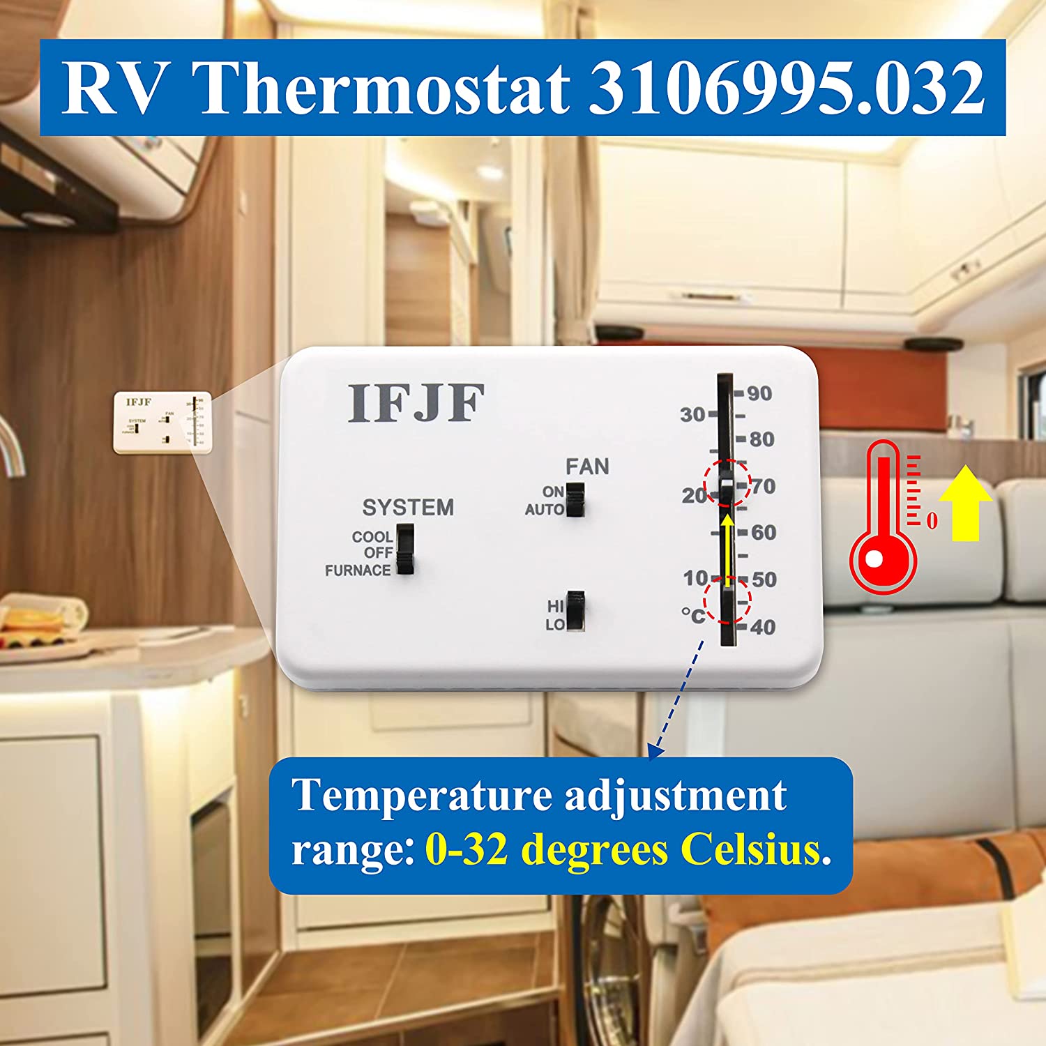 RV Thermostat 3106995.032 Replacement for DOMETIC,Only for Heat/Cool