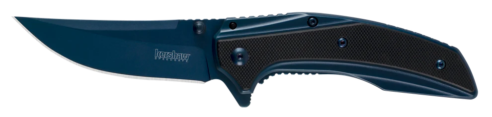 Kershaw Outright blue PVD pocketknife with 3-inch trailing point blade