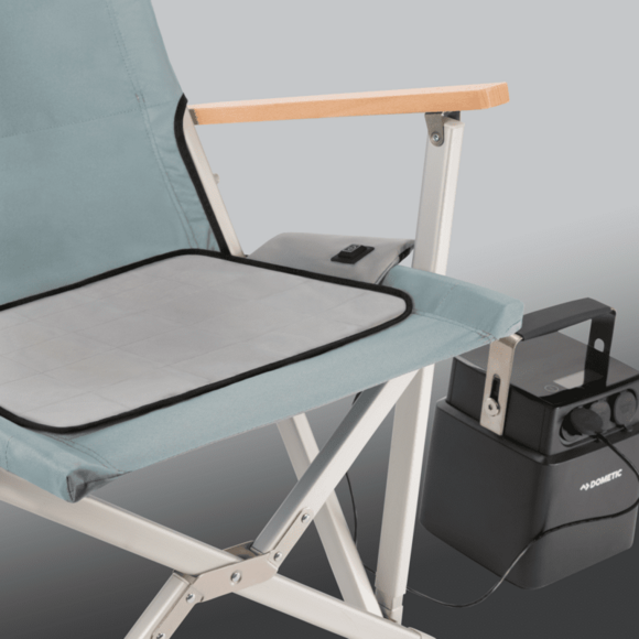 Dometic seat heater with built-in safety features: an automatic shut-off at 45 minutes and a temperature limit of 130°F (55°C) for safe, consistent warmth