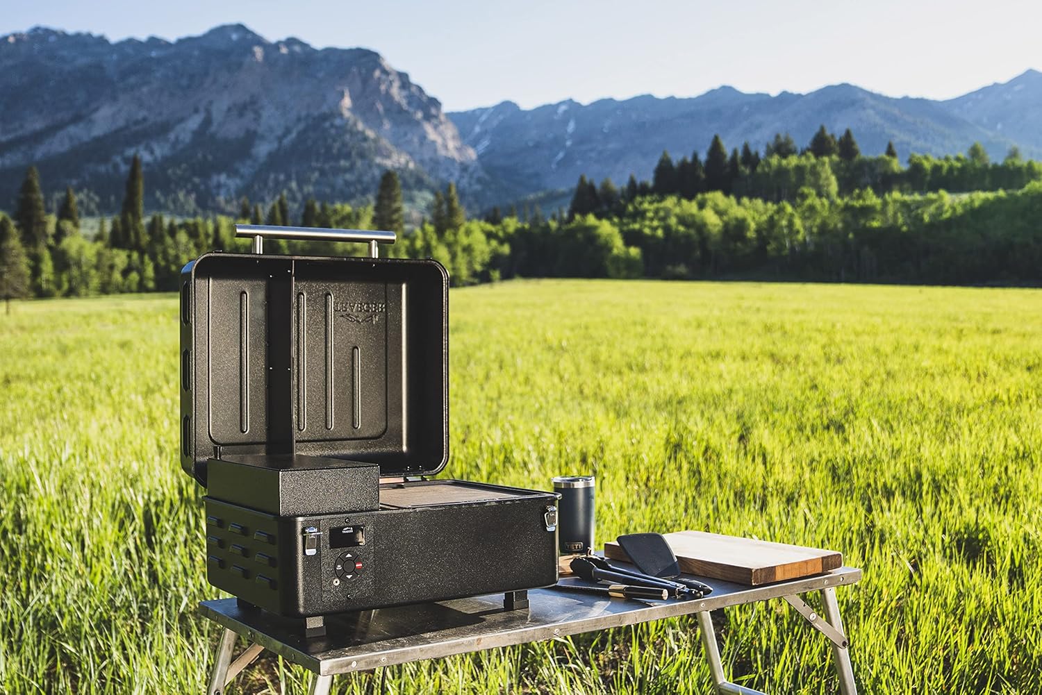 Inside view of Traeger Ranger portable smoker grill cooking surface